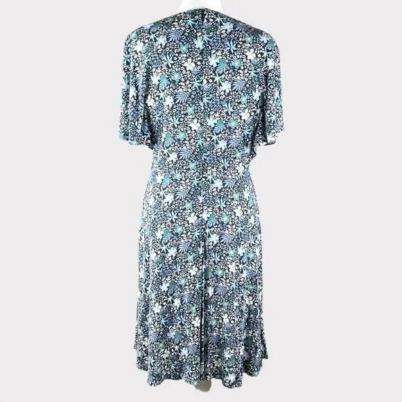 Loft Floral Flutter Sleeve Dress Knee Length Dress - Size 6 - Picture 4 of 11